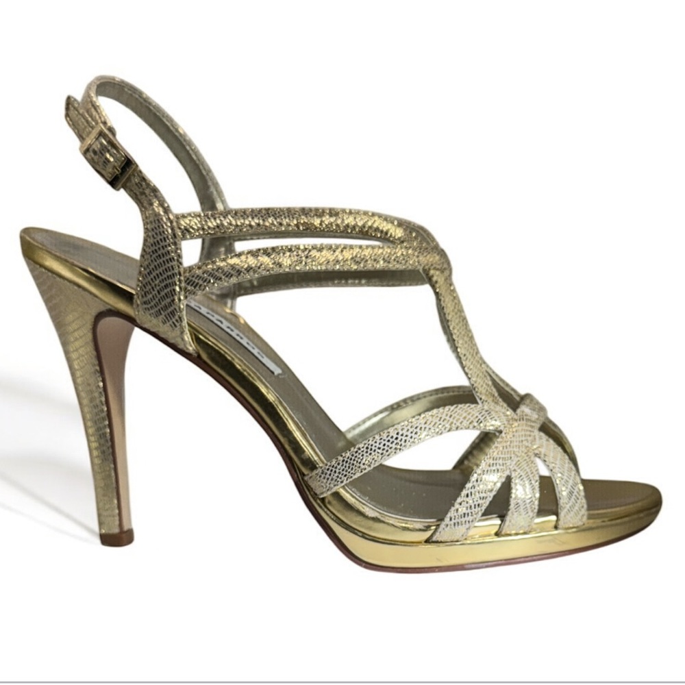 CAPARROS Metallic Gold Lizard
Strappy Evening High heel sandals 7.5 B
